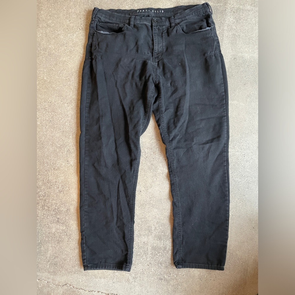 Perry Ellis Slim Fit Stretch Pants 40x32 Black
